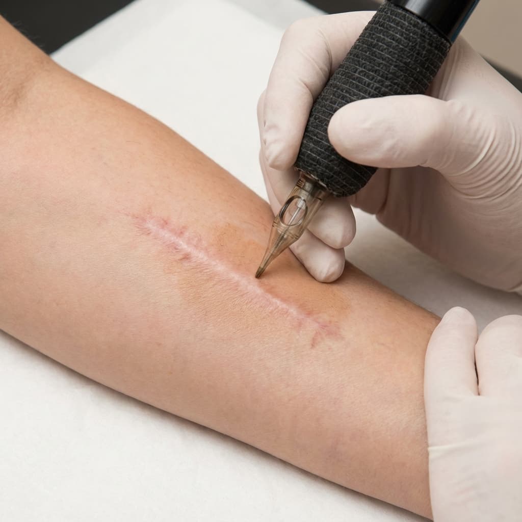 Scar camouflage before and after result - after